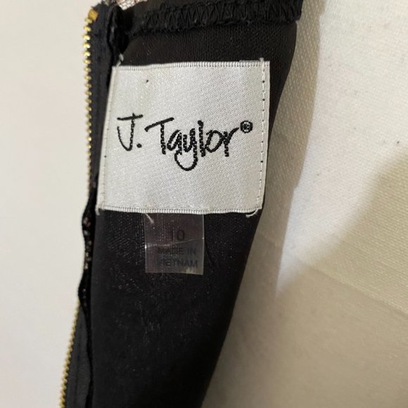J. Taylor ~ Black and Gold Embroidered Dress ~ 10 - Picture 5 of 7